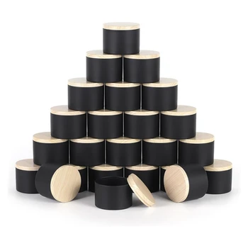 24 Опаковки, черни кутии за свещи обем 4 грама С капаци, кутии за свещи обем 4 грама За производство на свещи на едро Лесна инсталация