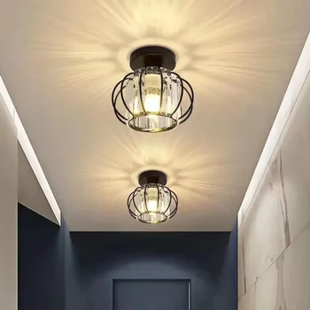 Тавана лампа с подово монтиране Small Crystal Осветление Вътрешно Led Тавана лампа в желязна клетка Home