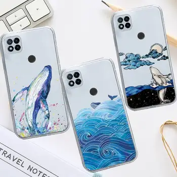 Калъф за мобилен телефон с ръчно рисувани Океана кит Прозрачен за Xiaomi redmi note 12 10 11 7 8 9 4G 5G T S i ultra poco X3 pro