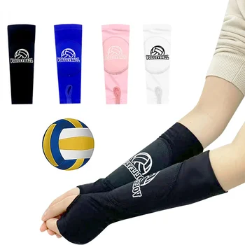 1 чифт волейбол ръкави за деца / възрастни, ръкави за преминаване на удара предплечьями със защитни облицовки и дупки за палеца, волейболни ръкави