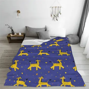 Забавно Мультяшное Одеяло С Жирафа, Фланелевое Зимата Това е Супер Мека Покривка за Дивана, Улично Одеяло
