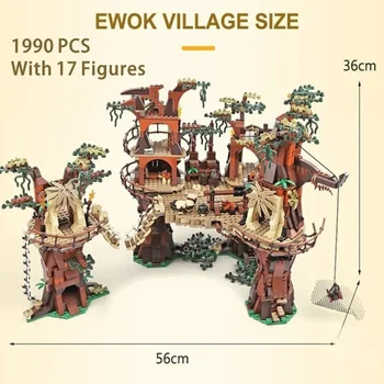 1990 БР. Строителни блокове Ewok Village, тухли, Модели на детски играчки, Коледни Подаръци за рожден Ден за деца, Поддържани от 10 236 05047
