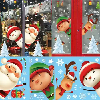 Декорация на дома, Коледни стикери за стена с Дядо Коледа, Стикери-Коледа, Коледни стикери