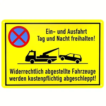 Warning Metal Tin Sign,Einfahrt Freihalten Sign,With German Text 
