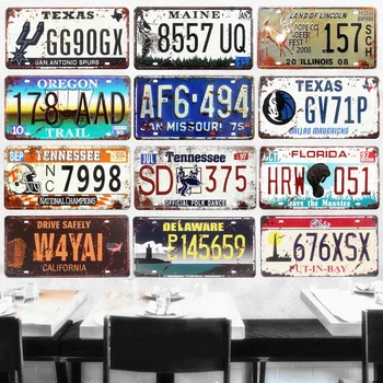 Texas Автомобилен Номер на Регистрационни Табели от Старинните Метални Консервени Означения Начало Декор Бар Гараж Кафе Мотоциклетни Декоративни Стикери Художествени Плакати САЩ