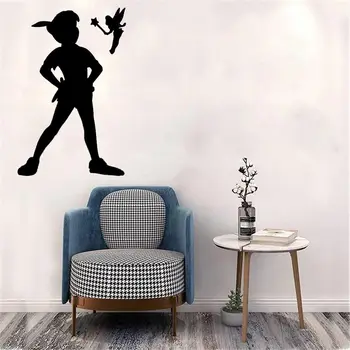 Vinyl стикер Peter Pan Shadow Свалящ Художествена Стикер За стена, Декорация на дома, Силуэтные Тапети на Стенописите Водоустойчив