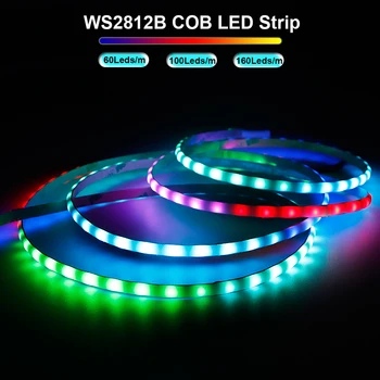 WS2812B COB led лента 60/100/160 светодиода/m WS2812 с висока плътност индивидуално адресуемого COB светодиоди Dreamcolor 5 мм/8 мм dc 5