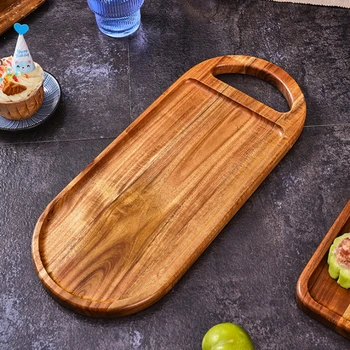 Съвременен творчески поднос от дърво акация, гурме, дървена чиния за хляб, домакински тава plato decorativo тава 접시