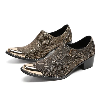 Модни маркови бизнес обувки от естествена кожа, мъжки oxfords в ретро стил с високи токчета Docor, официалната обувки с остър пръсти за мъже