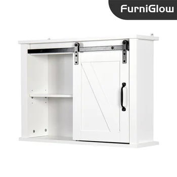 Мебелен Бял стенен Кухненски шкаф за баня, Гараж или перално помещение, стенен гардероб за съхранение на бялото спално бельо, шкаф за баня