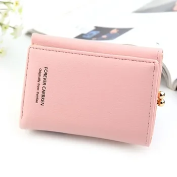 Женски малък портфейл, корейски портфейл за монети, чантата с няколко карти, дамски лична кожена чанта, лаптоп с държач за карти