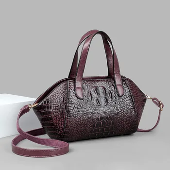 Дамска Чанта 2023 Г., Нова Чанта през Рамо с Крокодиловым Модел за Жени, Луксозни Портфейли и чанти на средна възраст