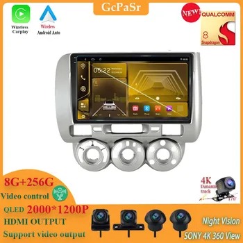 Qualcomm Snapdragon Android 13 Автомобилна Радионавигация GPS Без 2din 5G Wifi DVD За Honda Jazz 1 Fit 2001 - 2009 Авто Стерео Carplay