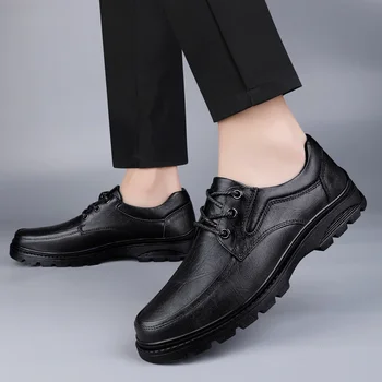 Мъжки официалната обувки, Мода 2023, Универсален темперамент, однотонная мъжки бизнес ежедневни обувки дантела, ежедневни маратонки за ходене
