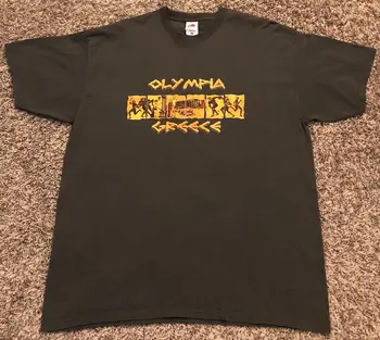 Мъжка тъмно сива тениска с древния графичен модел Olympia Greece, размер XL