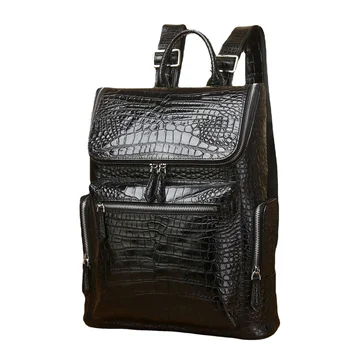 Мъжки раница от естествена кожа с крокодиловым модел, мъжки пътен раница, мъжки училищна чанта за 14-инчов лаптоп mochila hombre