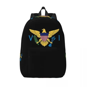 Флаг Вирджински острови на Сащ - Американски рай, жената, малка раница, чанта, за книги, пътен раница, ученически чанти