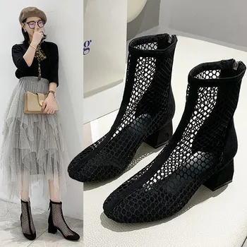 2023 Нови пролетно-летни модни и популярни окото обикновена дишащи дамски обувки на висок ток DY1850
