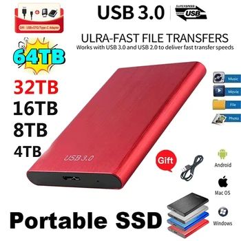 Външен високоскоростни SSD-диск с капацитет от 4 TB Преносим Твърд диск с обем на паметта 1 TB И 2 TB Интерфейс USB 3.0 за Съхранение на Лаптоп usb flash drive 2024