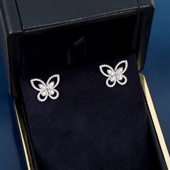 Популярни класически обеци-пеперуди от 925 сребро, дамска мода, изящни вечерни луксозни бижута, подаръци